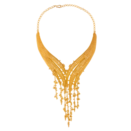 Distinctively Designed 22k Gold Necklace With Jali Work