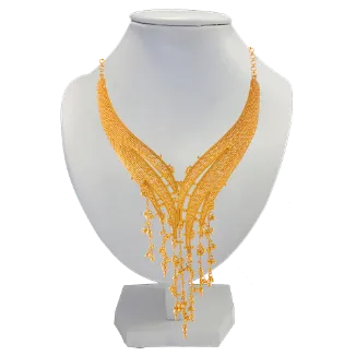 Distinctively Designed 22k Gold Necklace With Jali Work