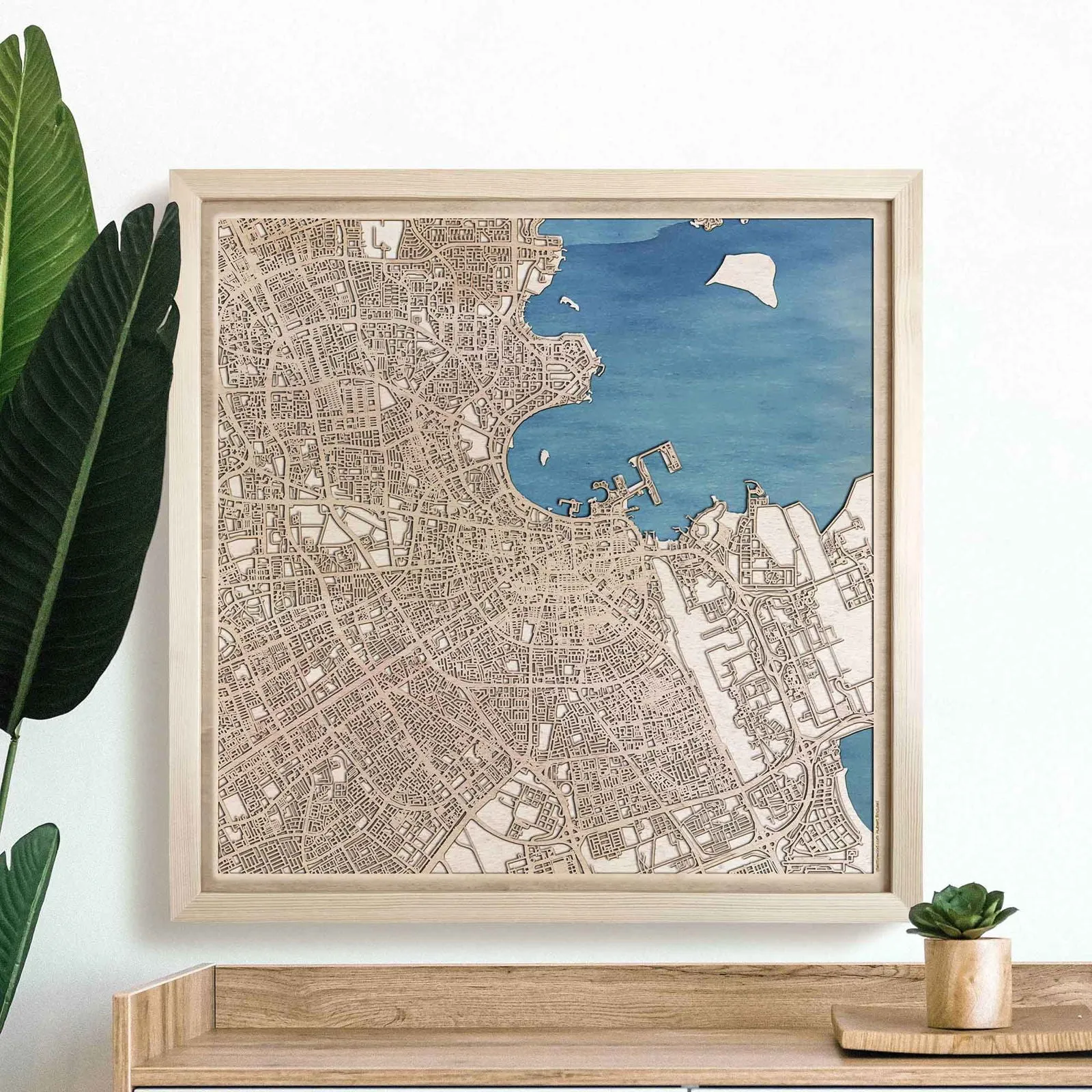 Doha Wooden Map