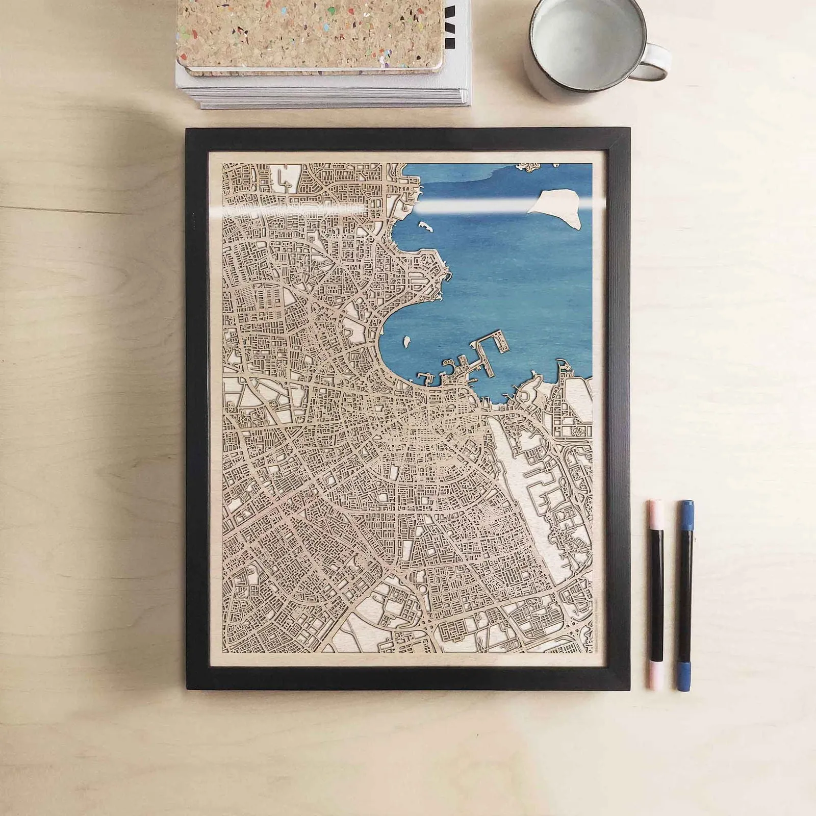 Doha Wooden Map
