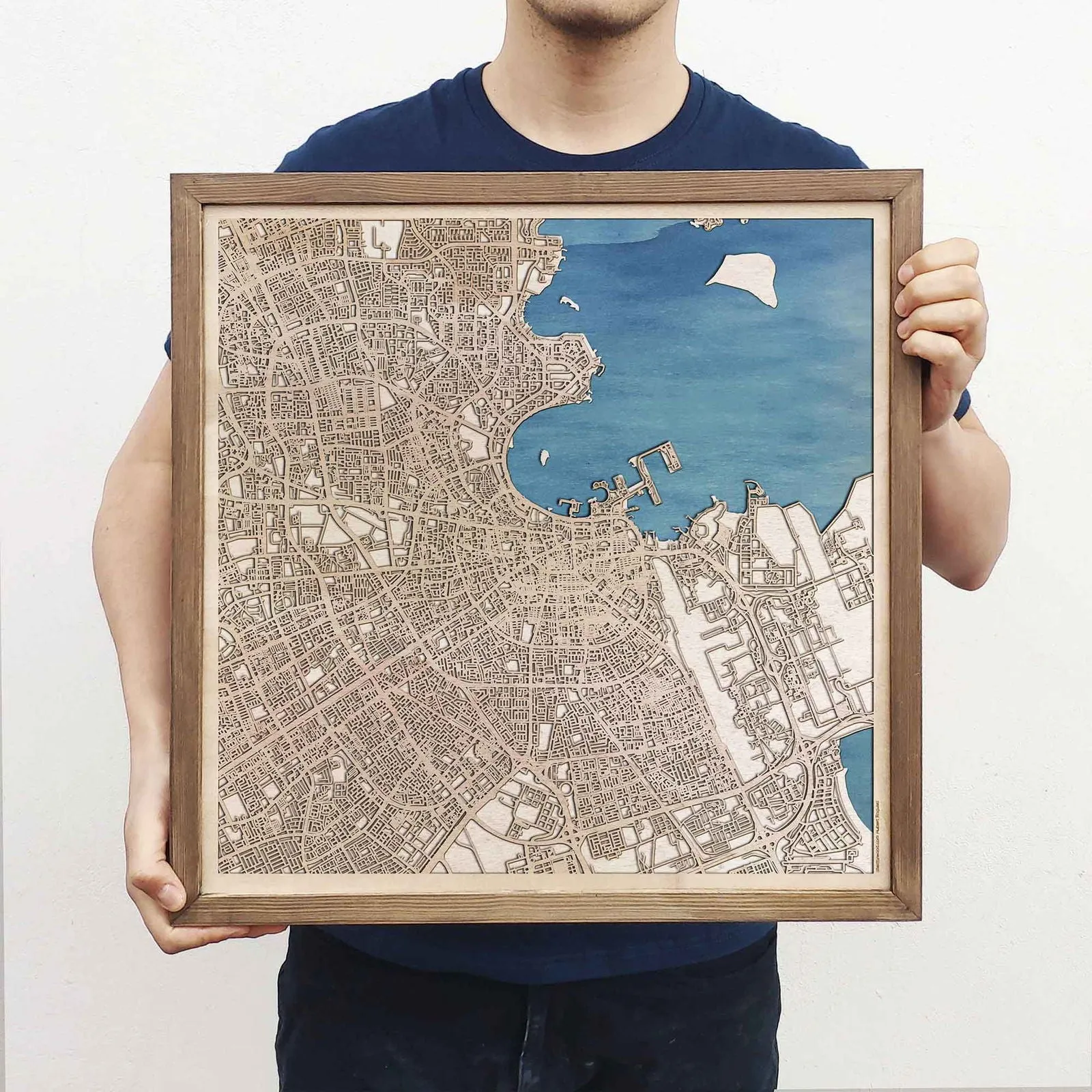 Doha Wooden Map