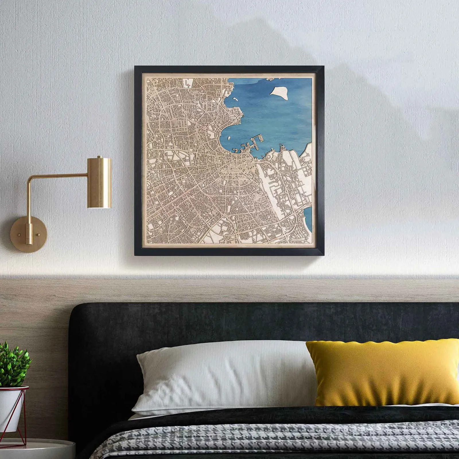 Doha Wooden Map