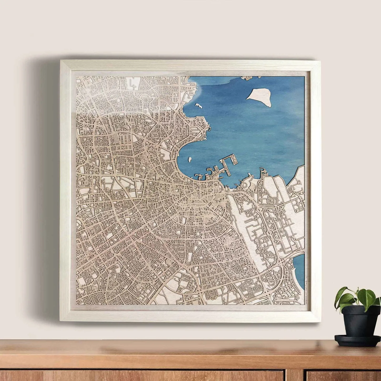 Doha Wooden Map