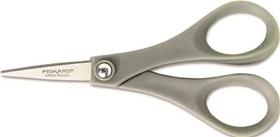 Double Thumb Scissors 5 Inch  Length Gray Handle Stainless Steel