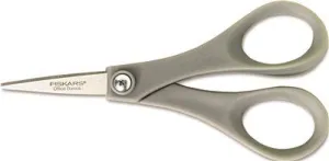 Double Thumb Scissors 5 Inch  Length Gray Handle Stainless Steel