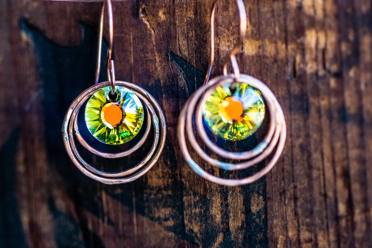 Em'z Blendz Vintage Crystal Solar Energy Earrings | Handcrafted Jewelry