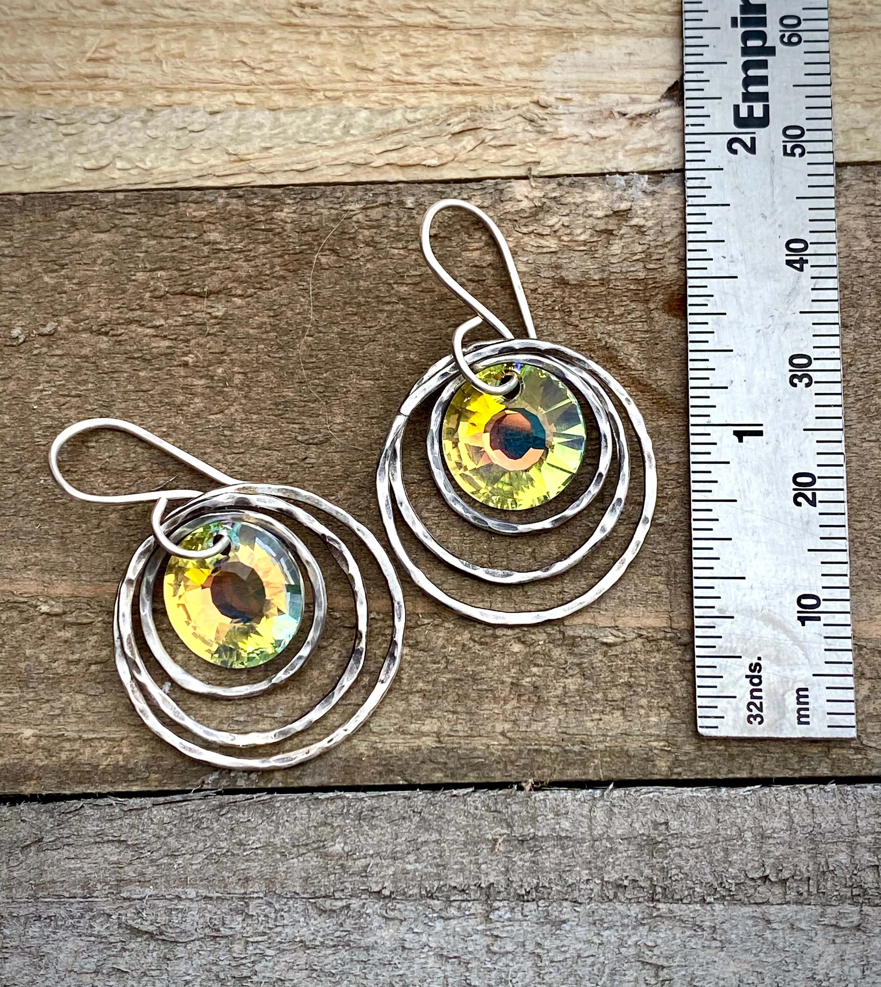 Em'z Blendz Vintage Crystal Solar Energy Earrings | Handcrafted Jewelry