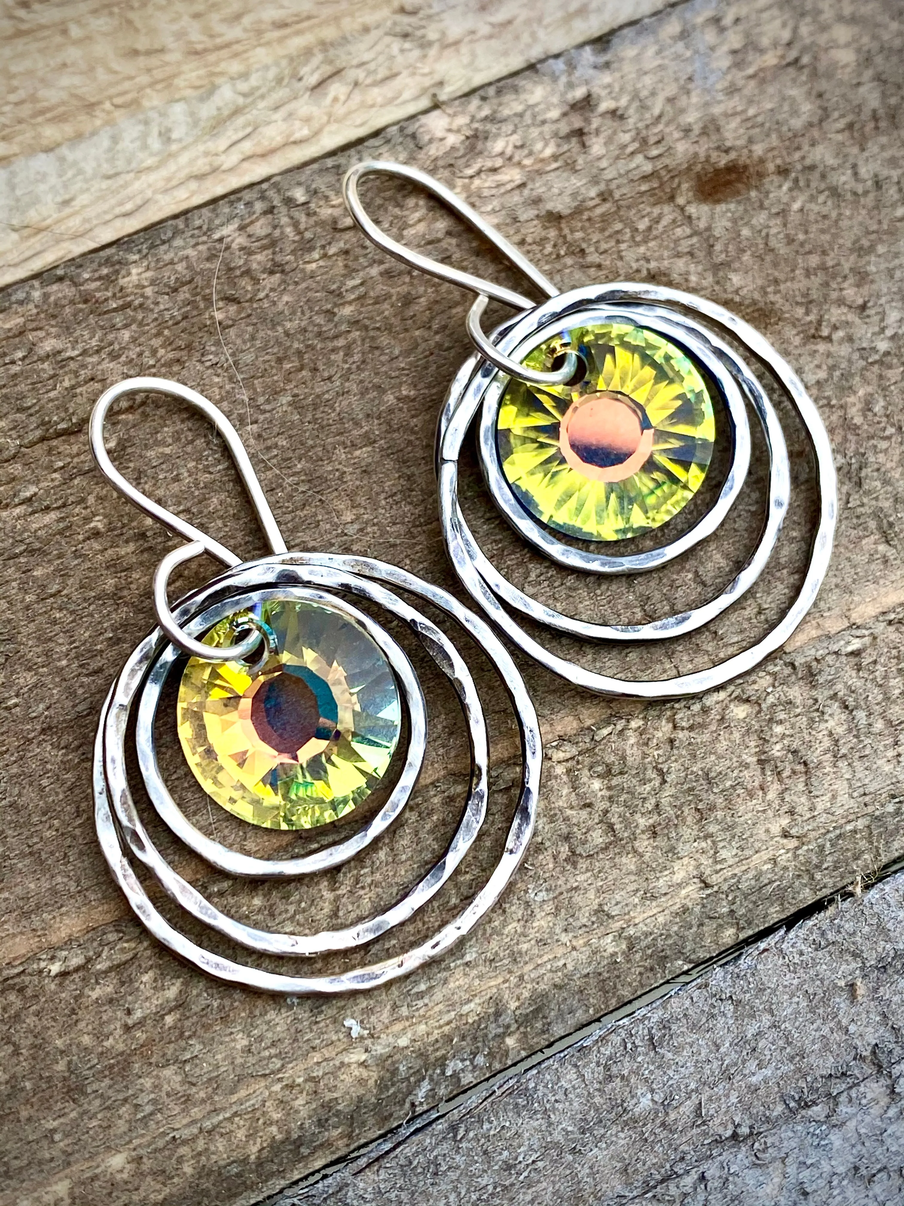 Em'z Blendz Vintage Crystal Solar Energy Earrings | Handcrafted Jewelry