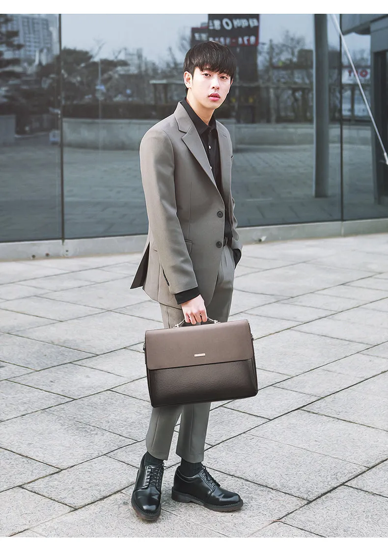 Famous Brand Business Men Briefcase Leather Laptop Handbag