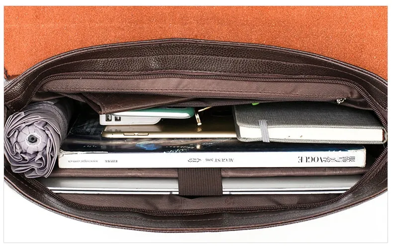Famous Brand Business Men Briefcase Leather Laptop Handbag