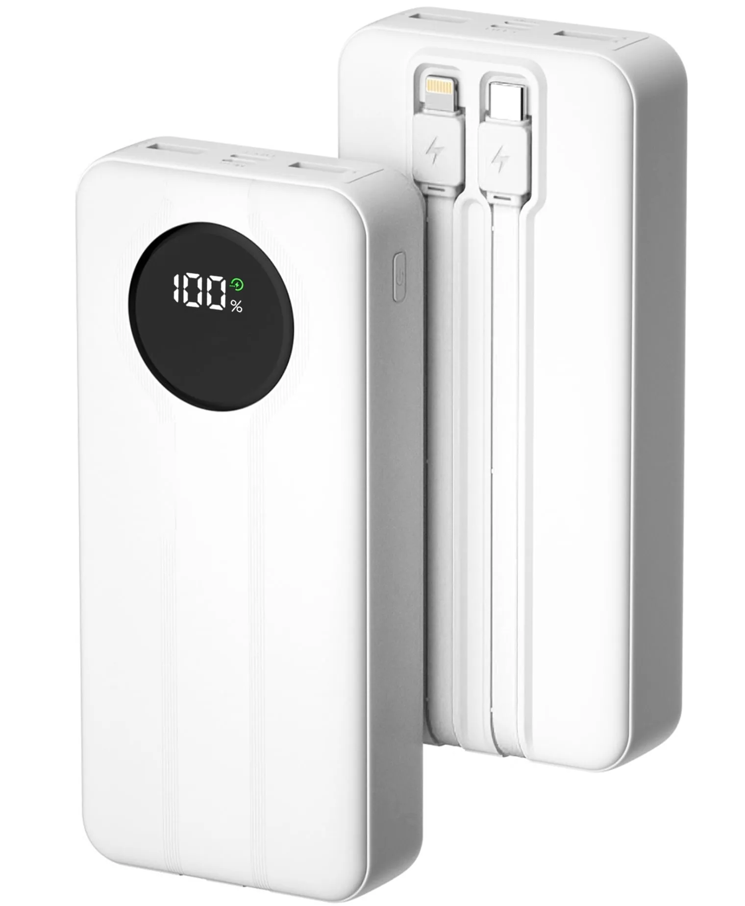 Fast Portable Charger, Aioneus 22.5W Power Bank 10000mAh Battery Pack with Built-in Lightning and USB-C Cables, Black