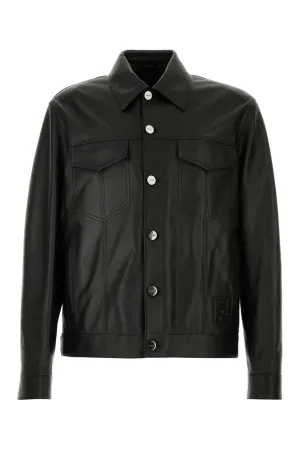FENDI Men's Leather Jacket - Classic Fit