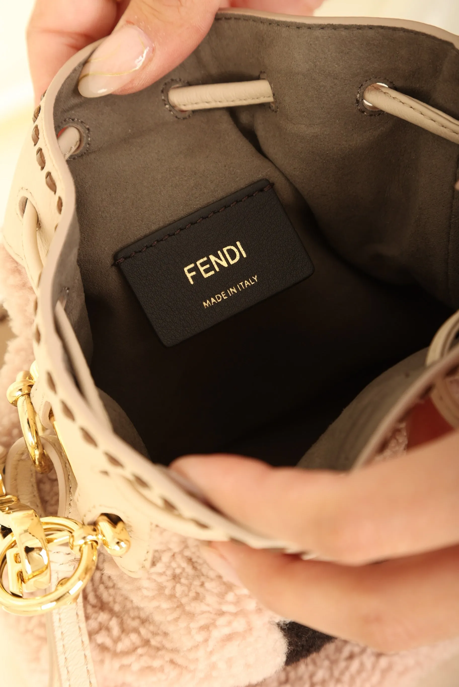 Fendi Shearling Mini Bucket Bag