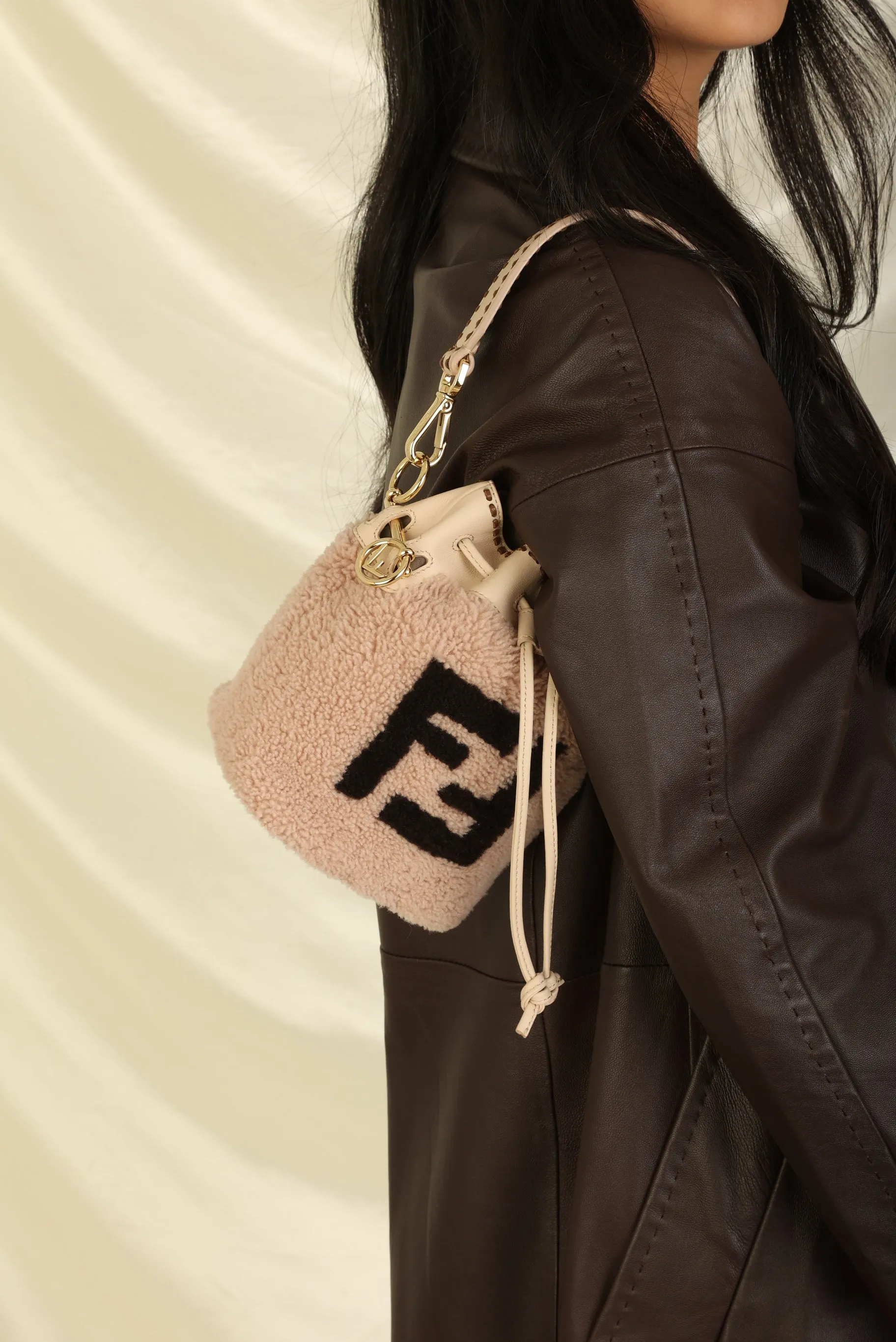 Fendi Shearling Mini Bucket Bag