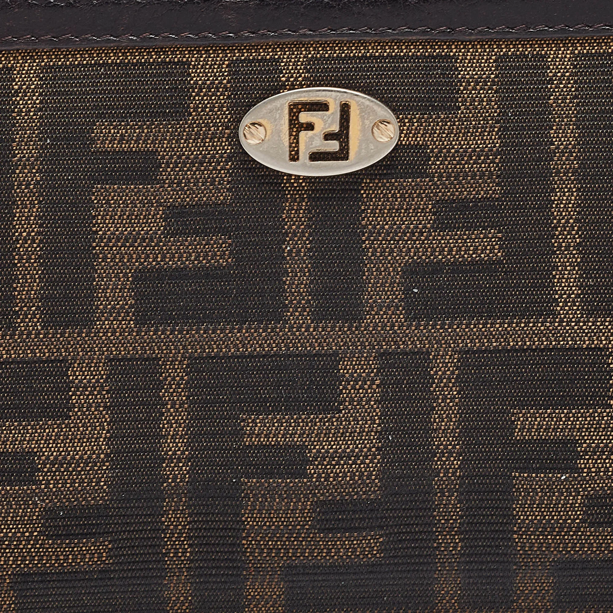 Fendi Zucca Canvas And Leather Ff Zip Around Wallet