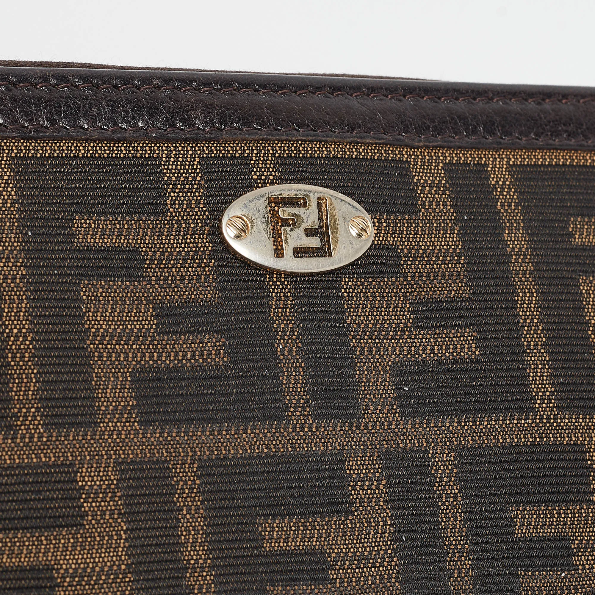 Fendi Zucca Canvas And Leather Ff Zip Around Wallet