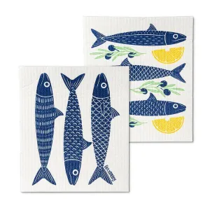 Fish and Lemons Swedish Dish Cloths - Set of 2