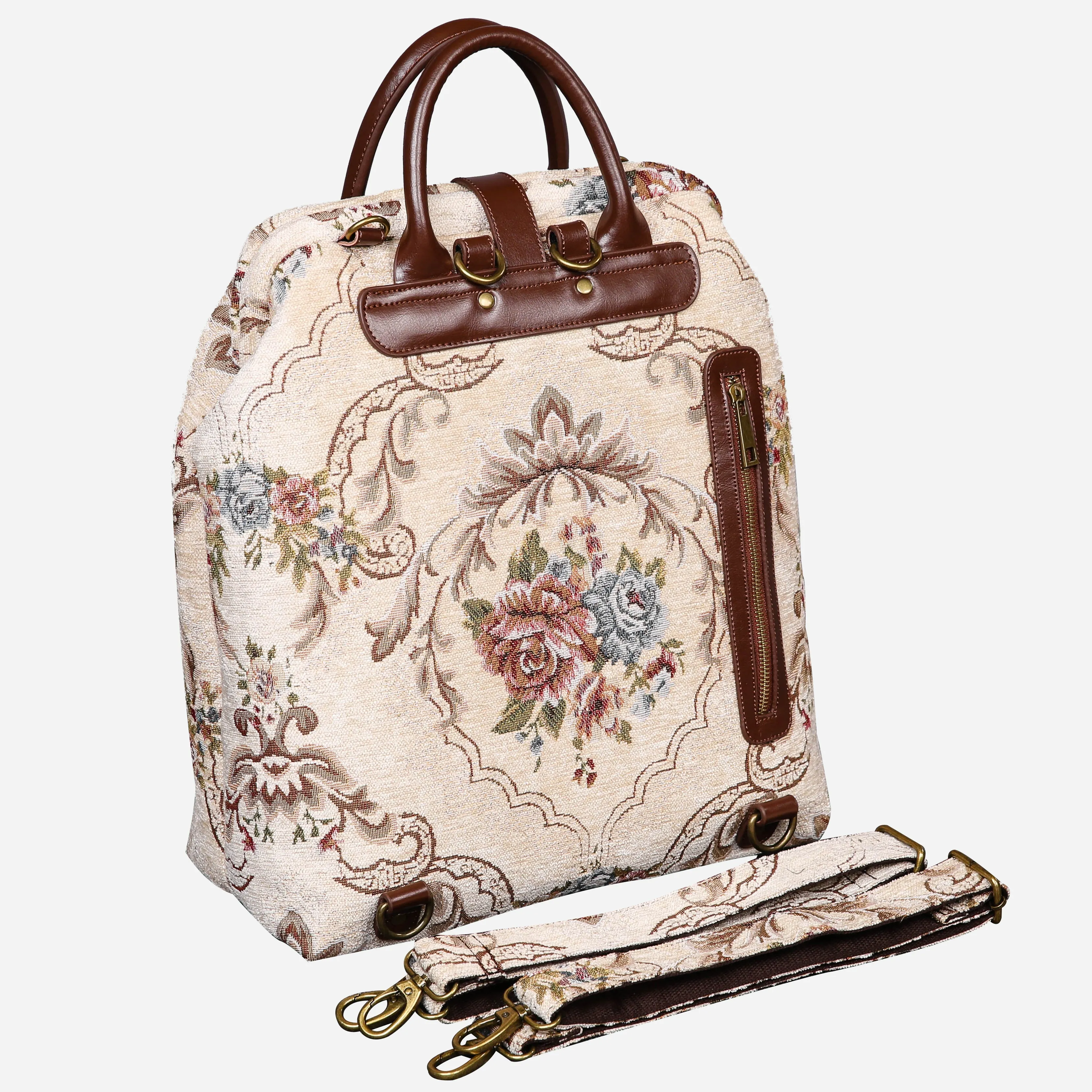 Floral Cream Carpet Laptop Backpack