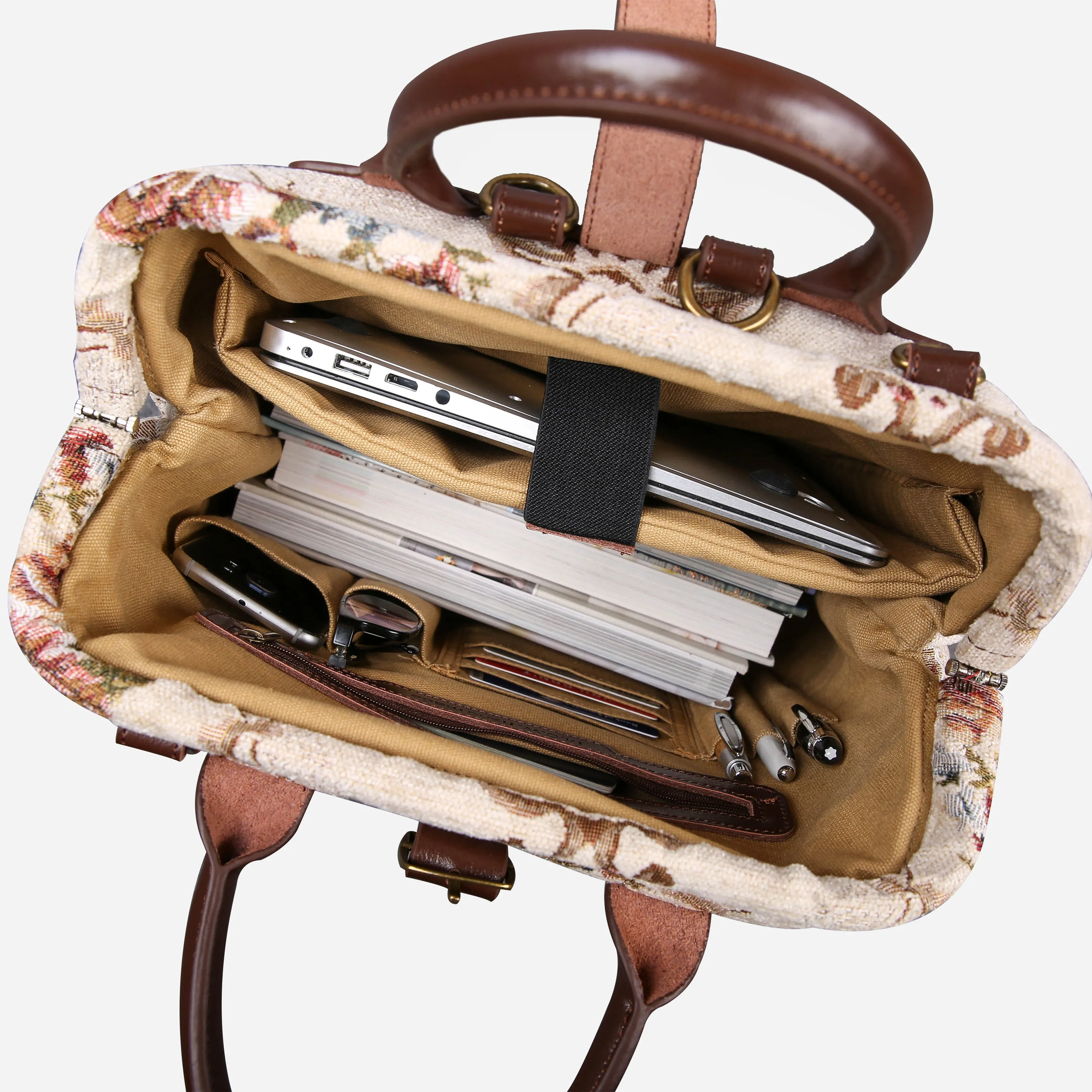 Floral Cream Carpet Laptop Backpack