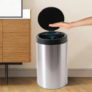 FUMATO 30L Dustbin For Kitchen | Dustbin For Bathroom | 50cm Automatic Smart Sensor Dustbin For Bedroom | Steel Dustbin With Lid | Dustbin For Office | Garbage Bin -Silver