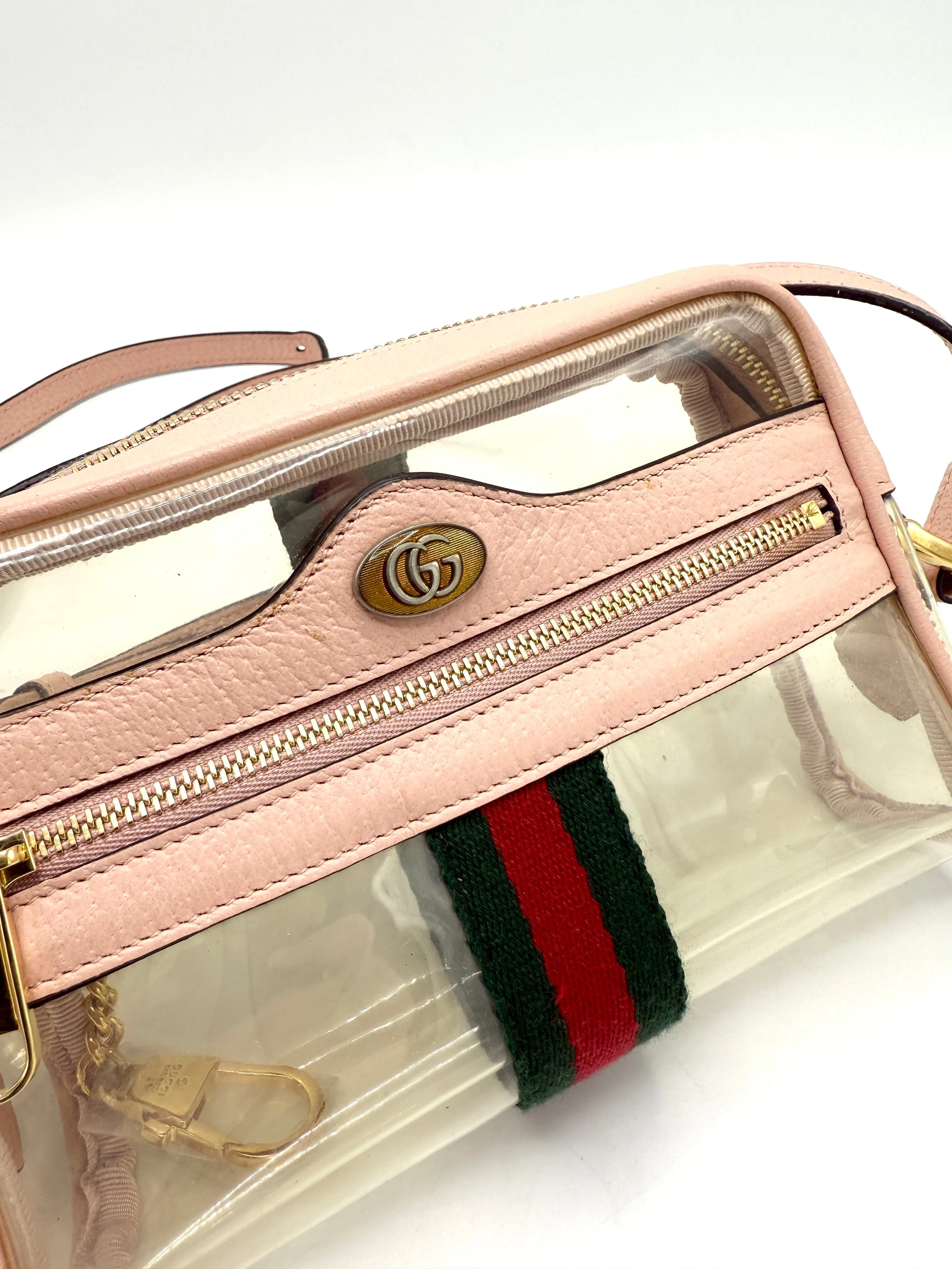 GG Ophidia Web PVC Pink Trimmed Camera Bag