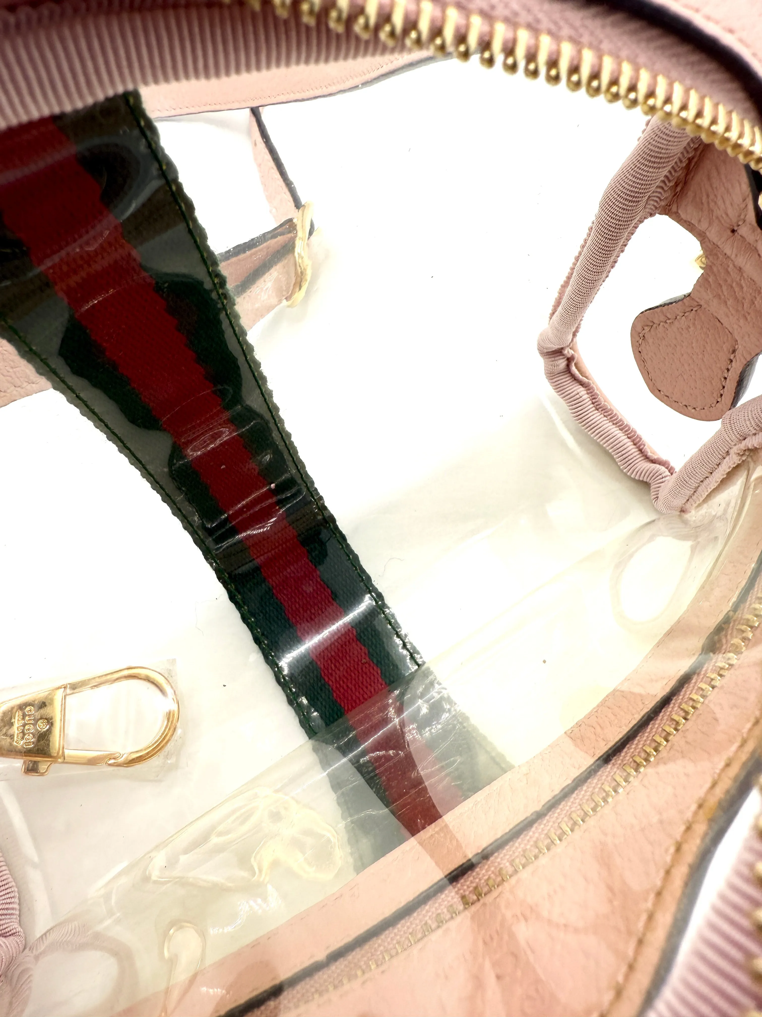 GG Ophidia Web PVC Pink Trimmed Camera Bag