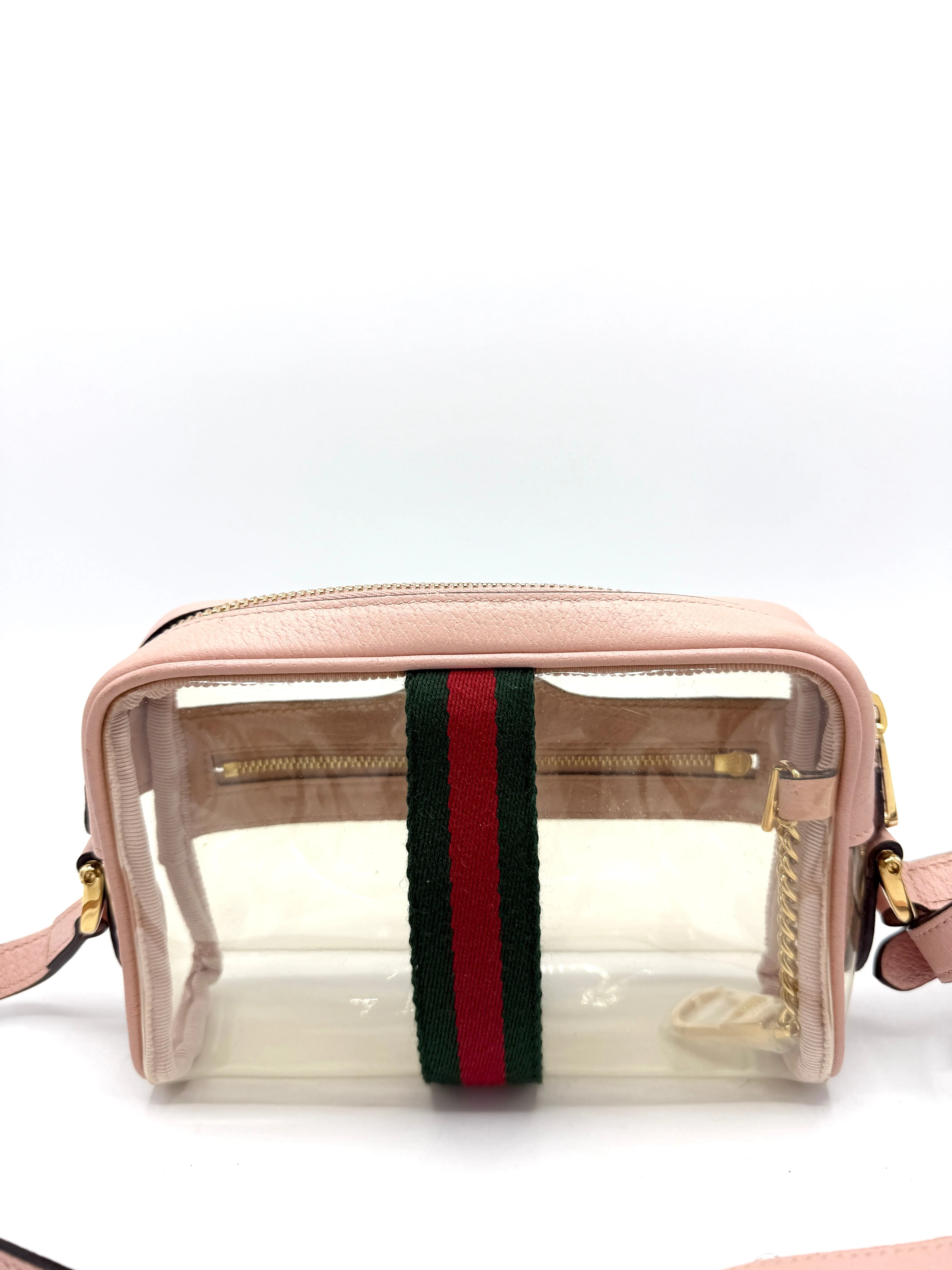 GG Ophidia Web PVC Pink Trimmed Camera Bag