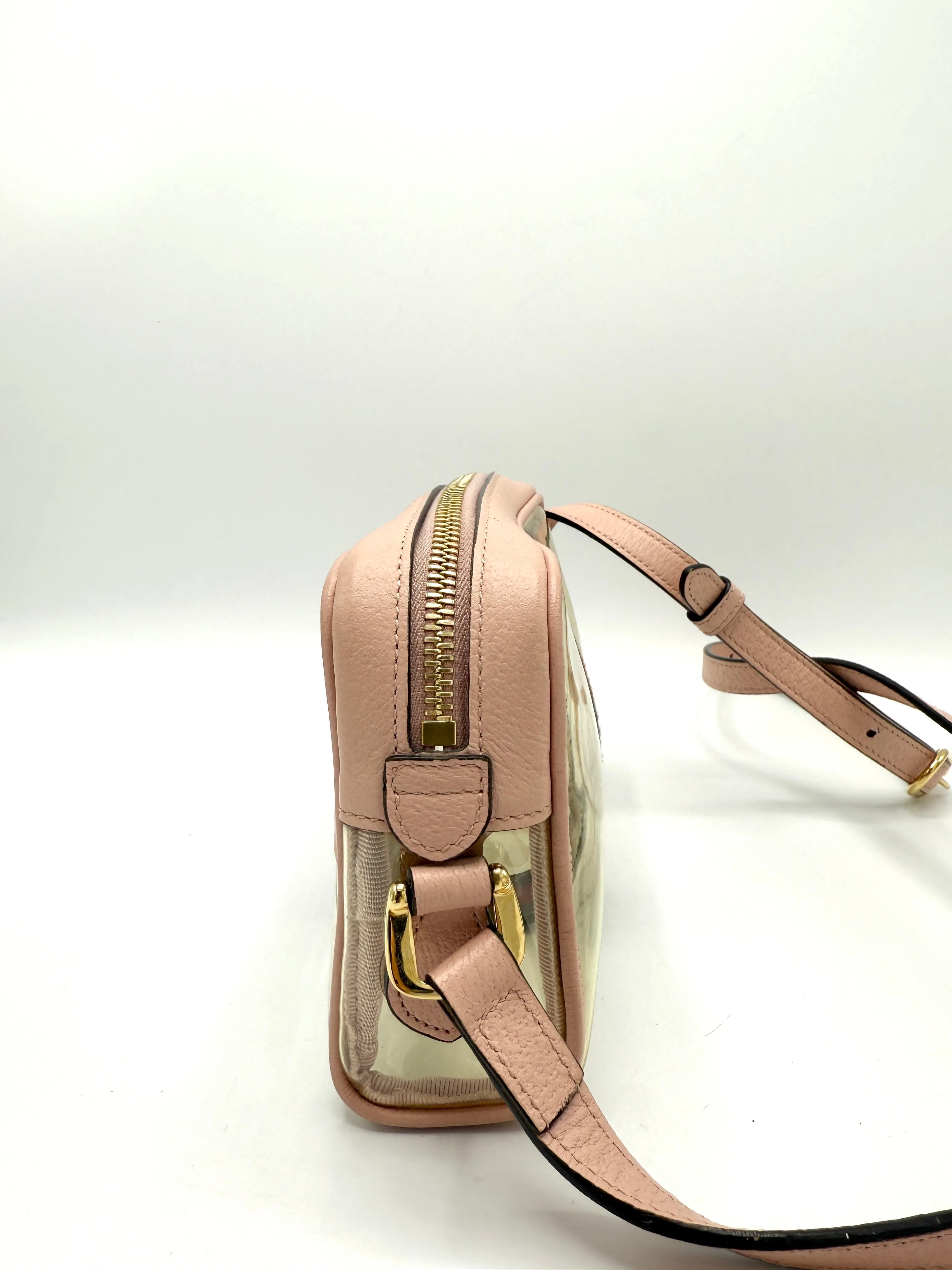 GG Ophidia Web PVC Pink Trimmed Camera Bag