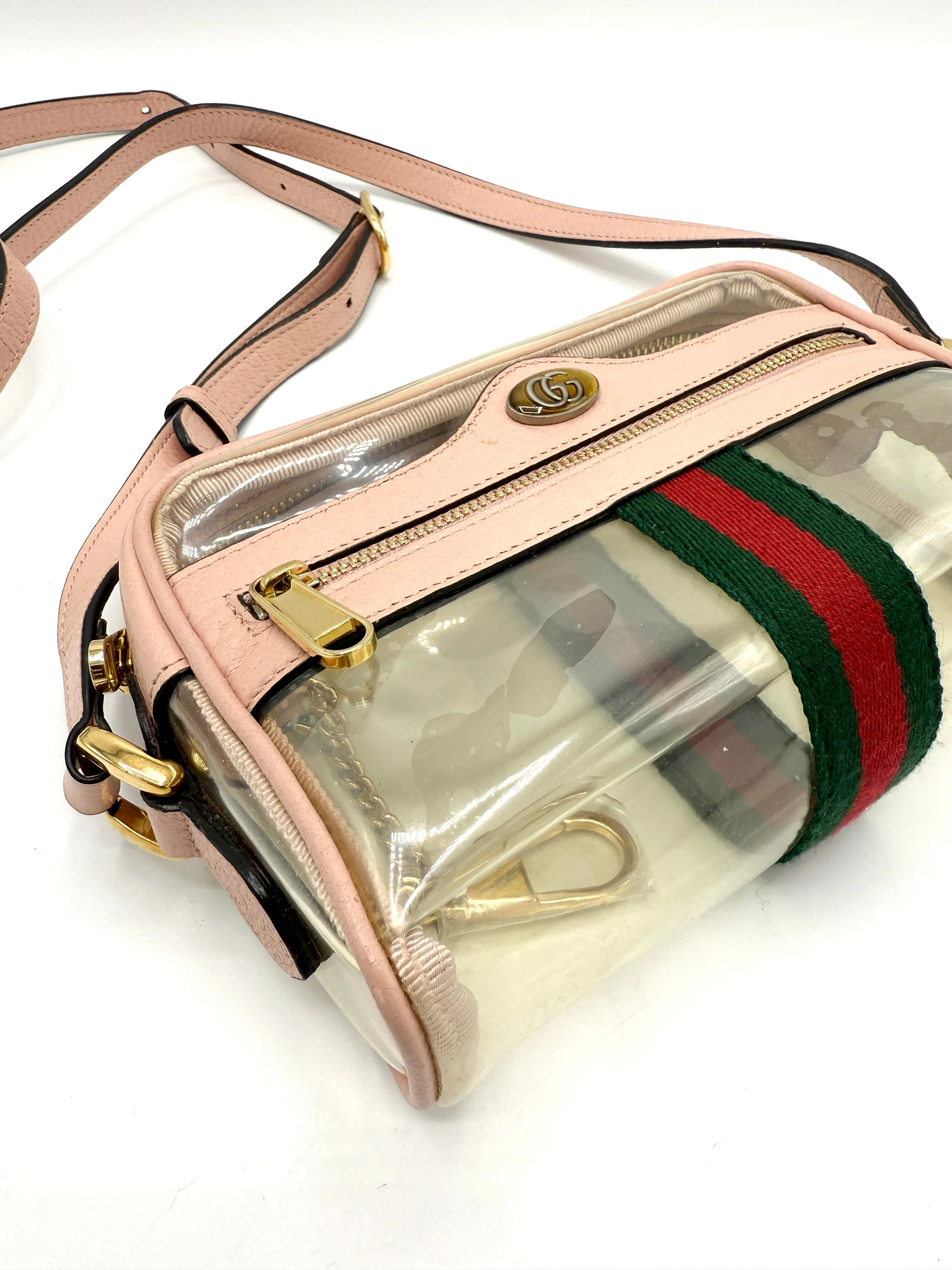 GG Ophidia Web PVC Pink Trimmed Camera Bag