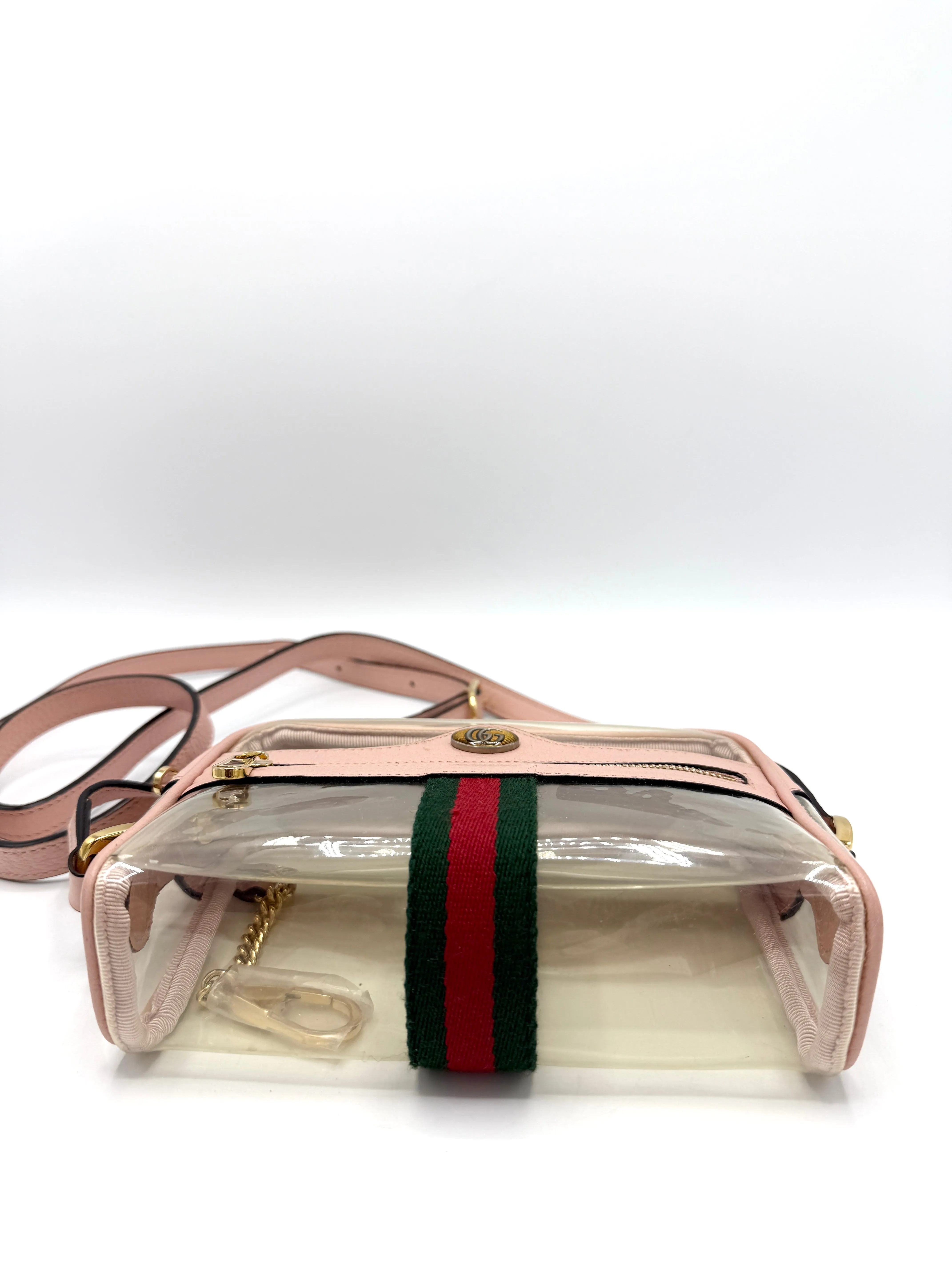 GG Ophidia Web PVC Pink Trimmed Camera Bag