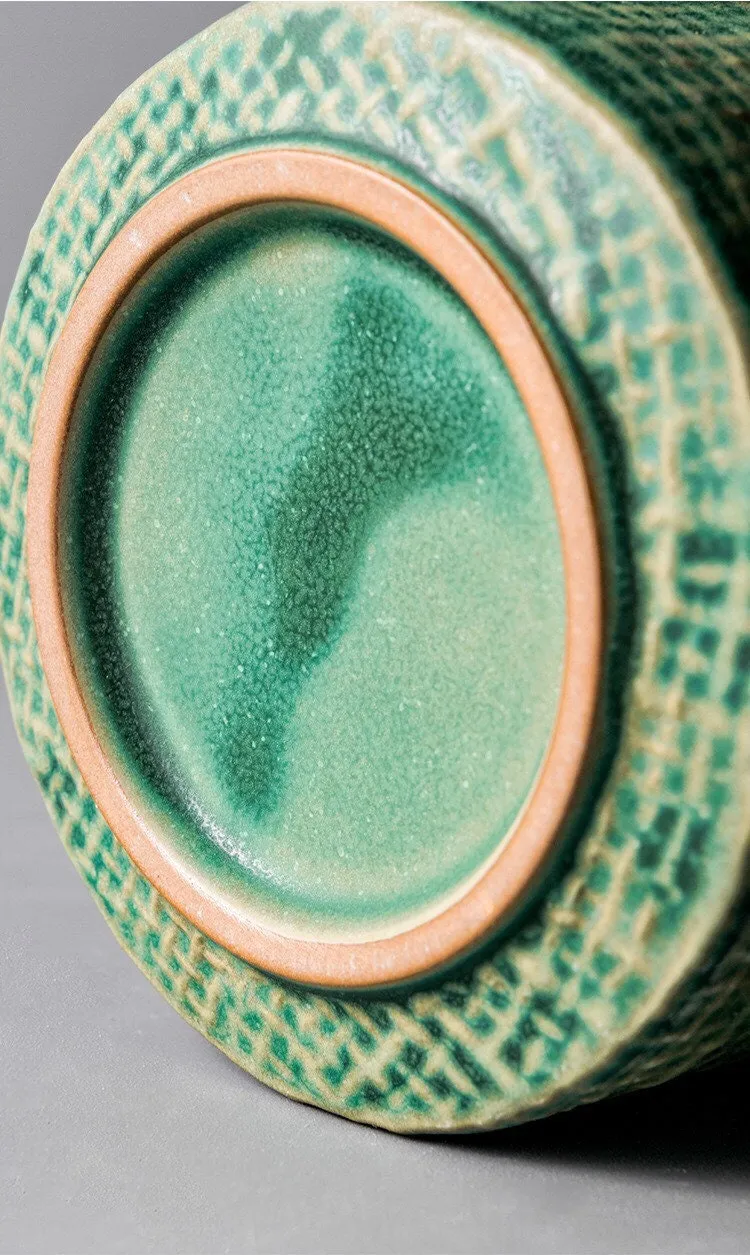 Gohobi Handmade Fabric Texture Stoneware Coffee Cup and Saucer Set