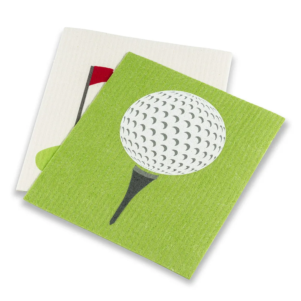 Golf Ball & Green Swedish Dish Cloths - Set of 2