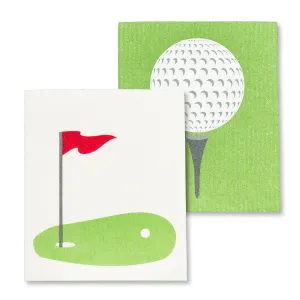 Golf Ball & Green Swedish Dish Cloths - Set of 2