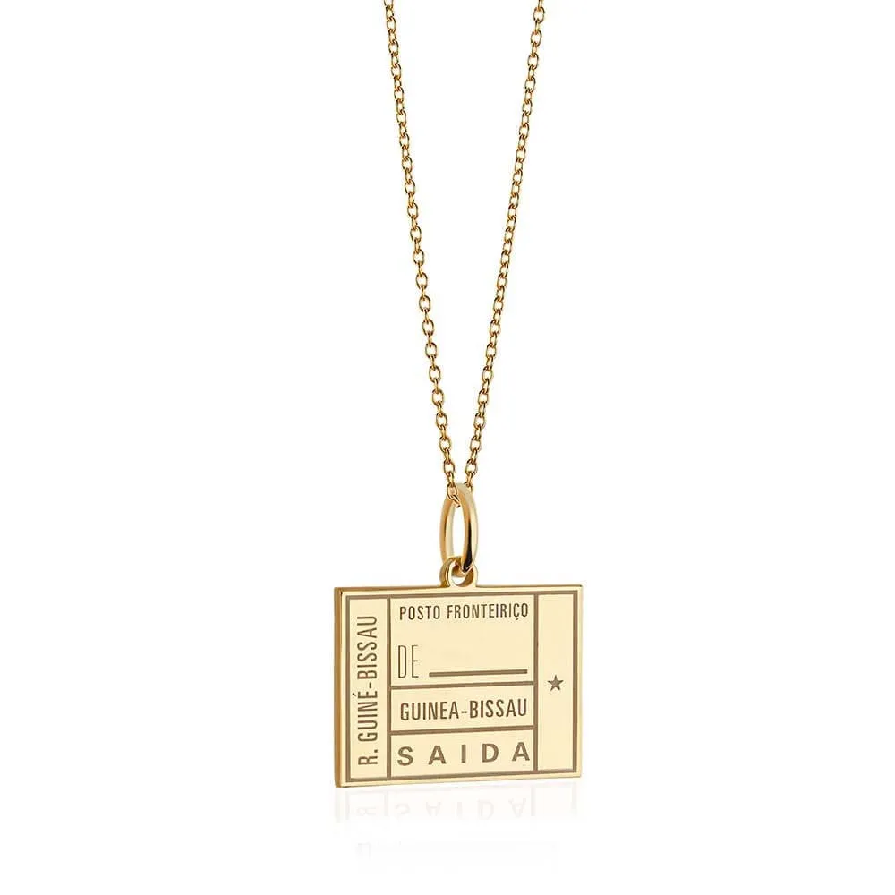 Guinea-Bissau Passport Stamp Charm Solid Gold