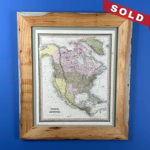 Hand-colored 1836 Map of North America—The year Texas declared independence