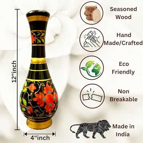Handmade Wood Flower Vase Pot for Home Office Center Table Decor & Elegant Look for Dining & Living Room & Ideal Gift Choice (C.W.K-113)