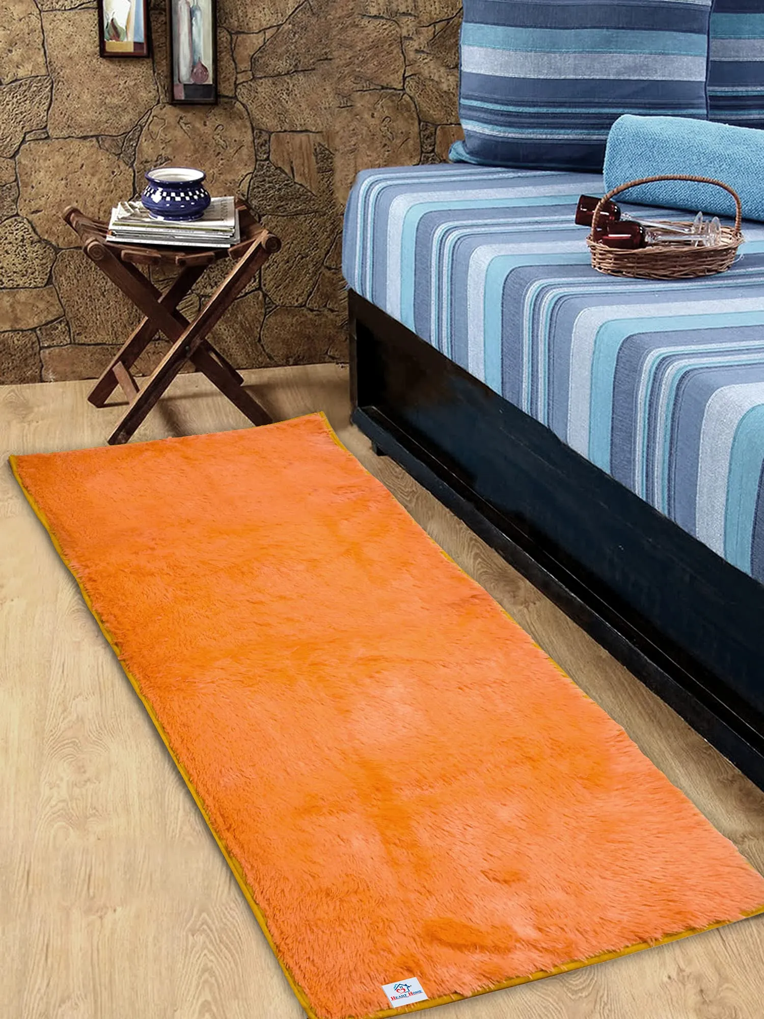 Heart Home Shaggy Bedside Runner Home Floor Décor Rugs for Living, Dinning, Office, Rooms & Bedroom (Brown)-HS40HEARTH23994, Standard