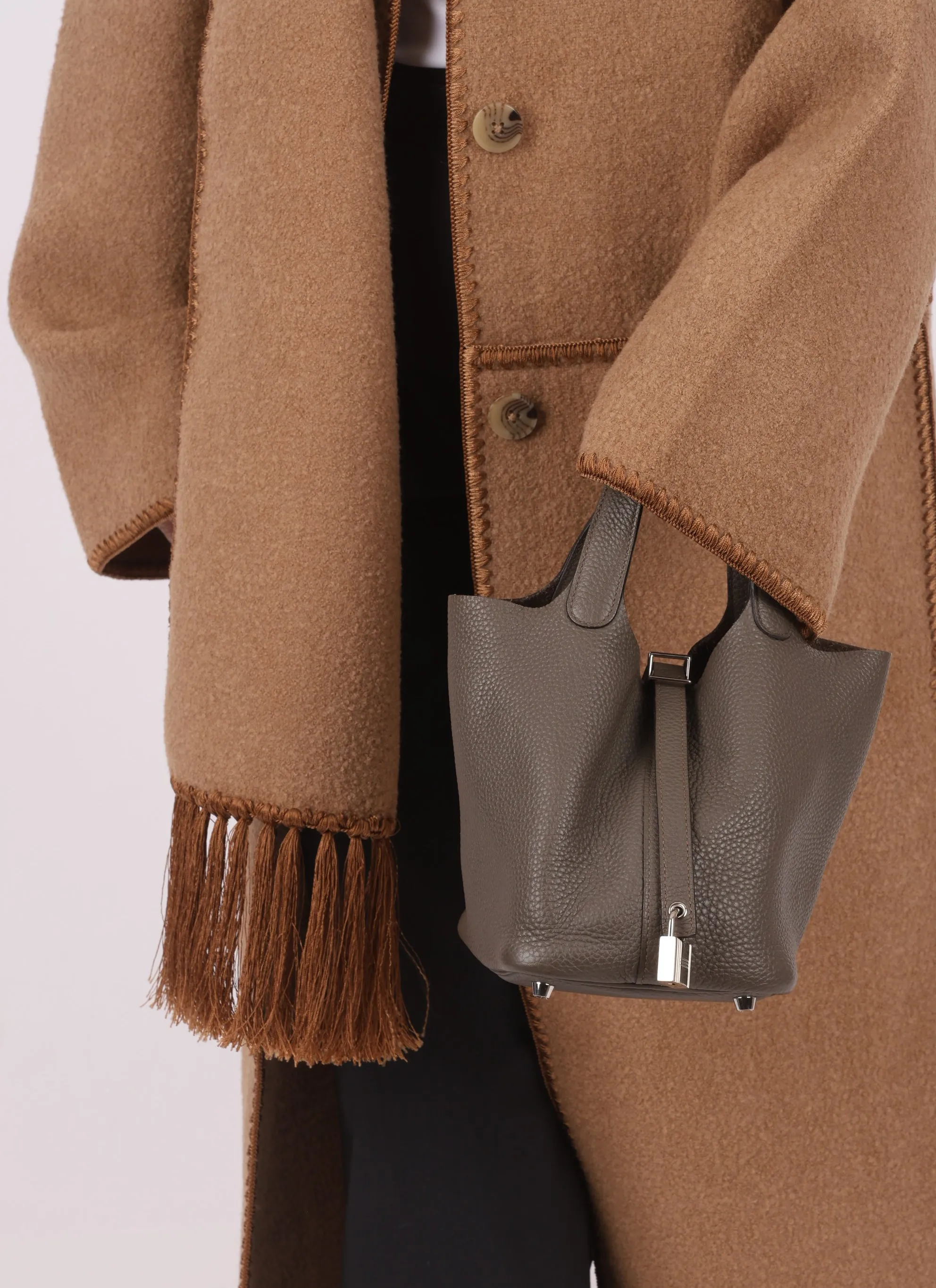 Hermès 2017 Clemence Gris Asphalte Picotin 18 PM PHW
