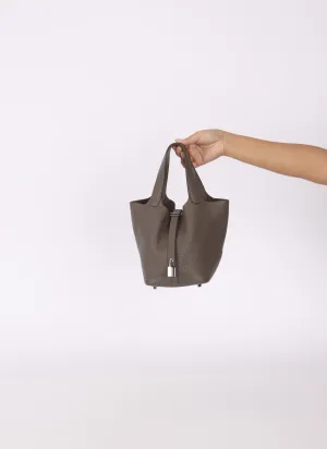 Hermès 2017 Clemence Gris Asphalte Picotin 18 PM PHW