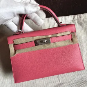 Hermès Kelly 20 Rose Azalee Sellier Epsom Palladium Hardware PHW