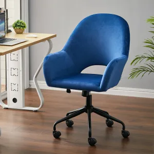 Home Office Velvet Upholstered Swivel Chair Hollow Backrest Accent Chair
