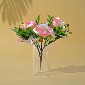 Homestic Artificial Plant | Artificial Flowers for Decoration | Natural Looking Plants | Decoration Artificial Flowers Pot | Plants for Office Décor | Rose Blub | Multicolor