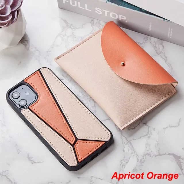 iPhone 12 Case Splice PU Leather Shockproof Cover with Wallet Card Bag for MagSafe