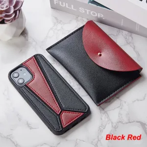 iPhone 12 Case Splice PU Leather Shockproof Cover with Wallet Card Bag for MagSafe