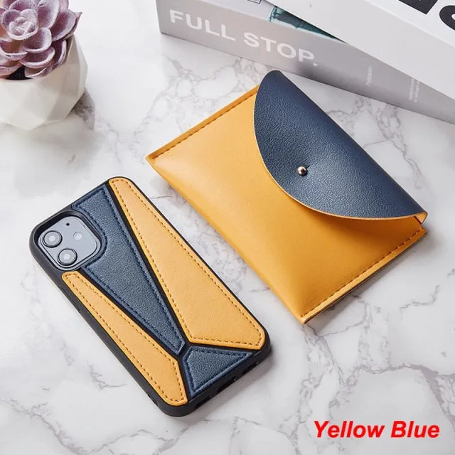 iPhone 12 Case Splice PU Leather Shockproof Cover with Wallet Card Bag for MagSafe