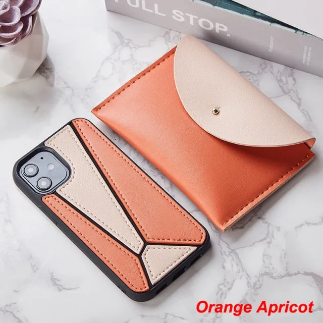 iPhone 12 Case Splice PU Leather Shockproof Cover with Wallet Card Bag for MagSafe