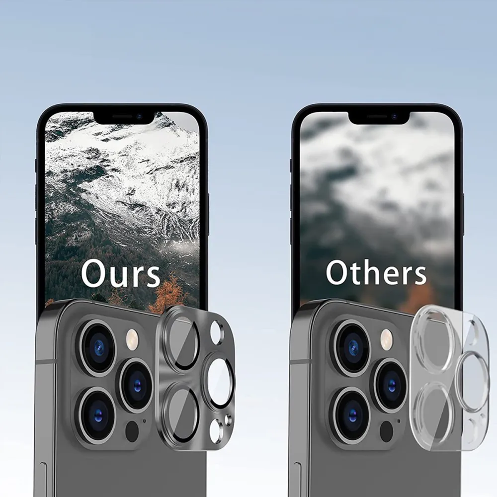 iPhone 16 Pro / iPhone 16 Pro Max Alu Ultra Clear Camera Lens Protector Full Protection with Armored Glass - Black