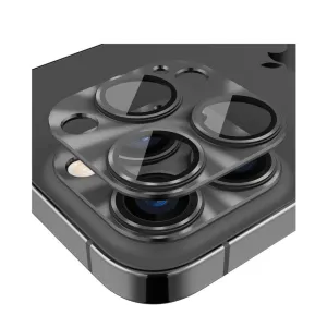 iPhone 16 Pro / iPhone 16 Pro Max Alu Ultra Clear Camera Lens Protector Full Protection with Armored Glass - Black