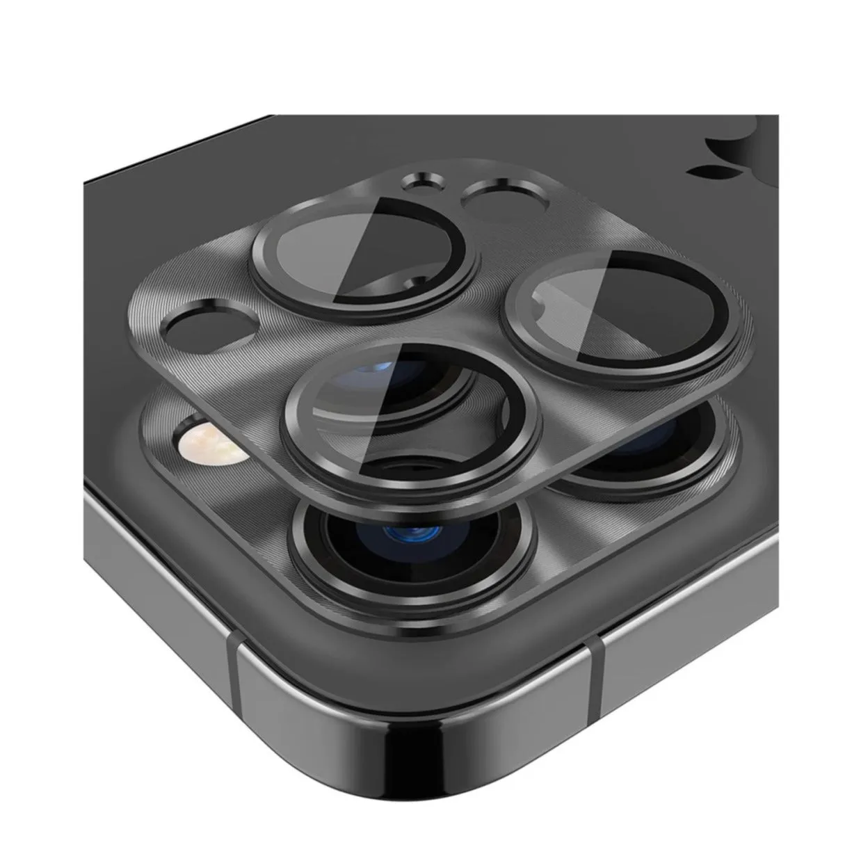 iPhone 16 Pro / iPhone 16 Pro Max Alu Ultra Clear Camera Lens Protector Full Protection with Armored Glass - Black
