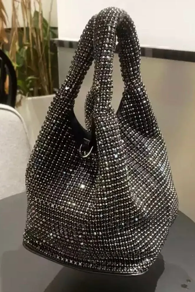 Jessica Bara Marleigh Rhinestone Mini Bucket Purse
